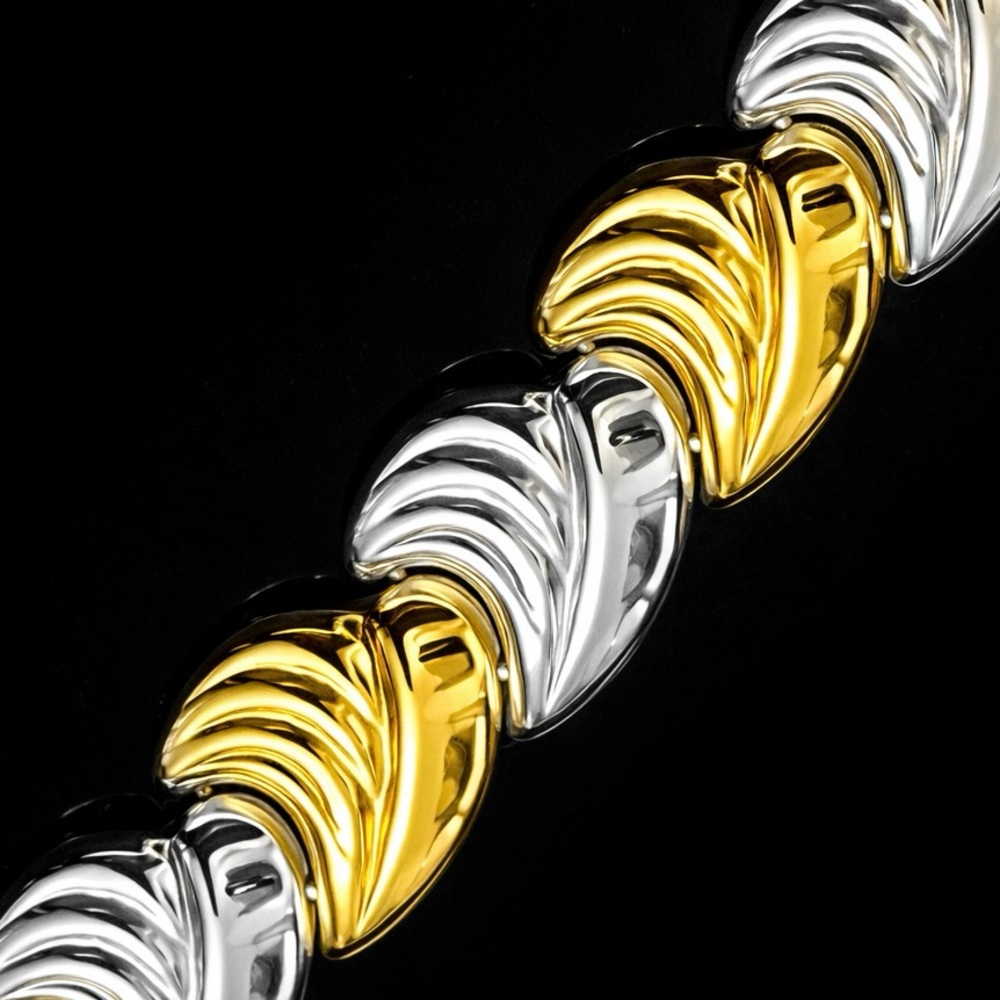 18k Gold Bold sterling silver Wide Stampato link statement vintage bracelet QVC